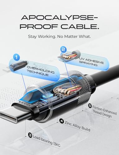 LISEN 10FT USB C Cable Fast Charging, Chubby 240W Cable USB C to USB C Fast Charging Soft Silicone USBC to USBC Parallel Cable for iPhone 17 Pro Max 16 15 Samsung S25 Ultra MacBook Pro Air iPad Black - color: Black, size: 10FT
