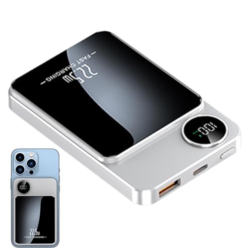 Wireless Charger Pad 20000mAh, Magnetic Fast Charging Hub for Phone Earbuds Smart Watch, Portable Power Bank Charger for Desk Home Office Travel Device - color: White