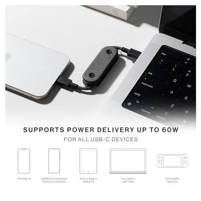 Native Union Pocket Cable 60W – Reinforced Braided USB-C to USB-C Portable Charging Cable – Compatible with iPhone Air, 17e, 17 Pro Max, iPad Pro M5, iPad Air M4, Galaxy S26, Flip/Fold 7 (Sandstone) - color: Sand Stone