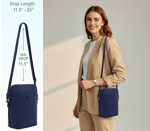 Small Crossbody Bag with Gold Hardware, Mini Shoulder Purse with Adjustable Strap - color: Navy