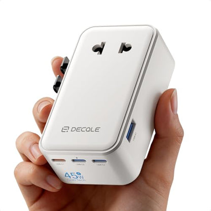 “Air” Universal Travel Adapter 3 USB-C＆ 1 USB-A Cover 200+ Countries - color: White, size: A1R GaN45W
