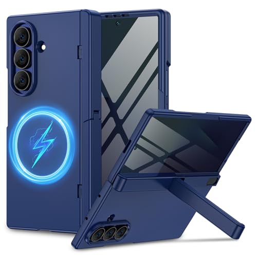 Caka Magnetic for Samsung Galaxy Z Fold 6 Case with Hidden Kickstand Blue - color: Blue