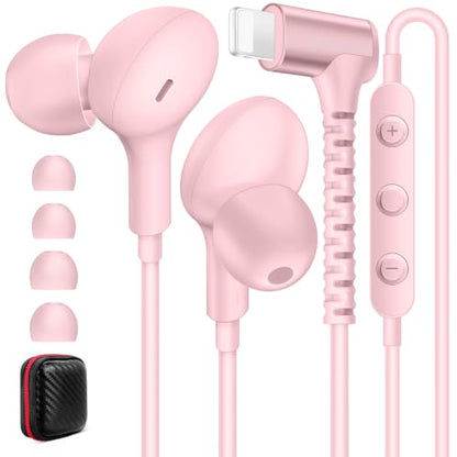 iMangoo for Apple MFi-Certified Lightning Wired Earbuds Headphones with Mic - color: Pink