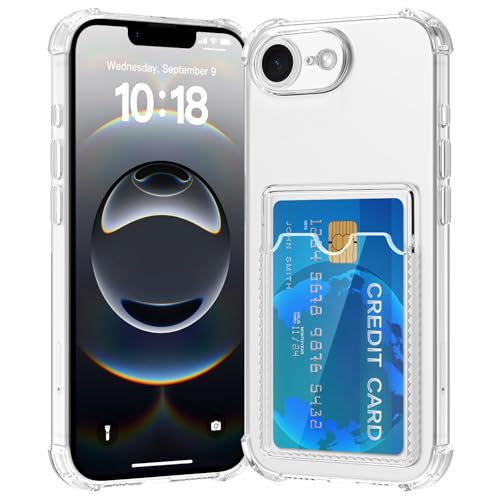 Design for iPhone 16e Case with Card Holder, Wallet Case Clear Slim Soft Protective Cover Shockproof Anti-Scratch Phone Card Case for iPhone 16e - size: iPhone 16e