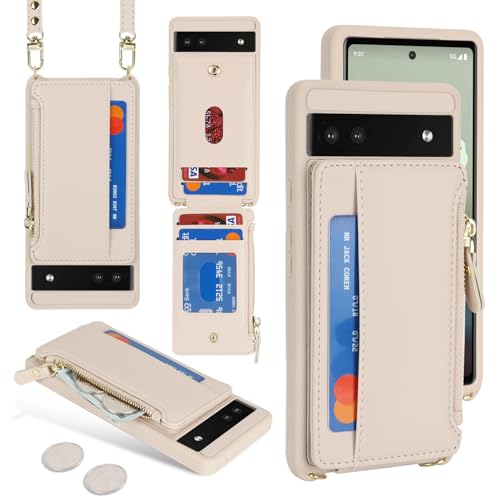 Cavor Compatible with Google Pixel 6a Case Wallet, Cream - color: Cream, size: Google Pixel 6a