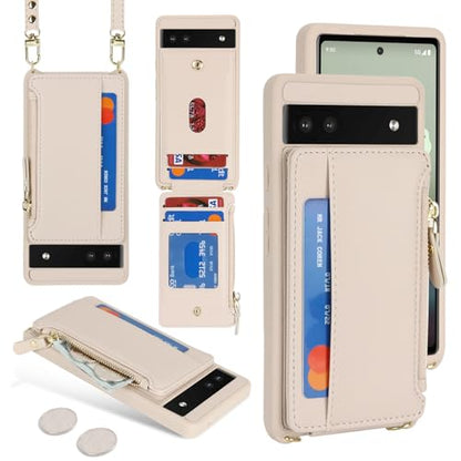 Cavor Compatible with Google Pixel 6a Case Wallet, Cream - color: Cream, size: Google Pixel 6a