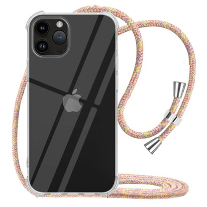for iPhone 11 Pro Case Clear Neck Hanging Adjustable Shoulder Lanyard Crossbody Phone Cover Women Girls Soft TPU Slim Protective Strap Mobile Case for iPhone 11 Pro - Rainbow - size: iPhone 11 Pro