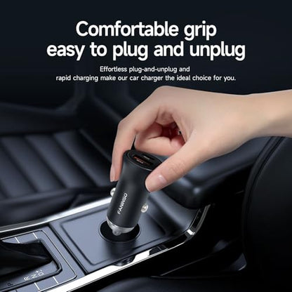USB C Car Charger, 60W Dual Port (USB‑C + USB‑A) PD/QC Fast Charging 12V/24V Cigarette Lighter Adapter, Compatible with iPhone 17/16/15, Galaxy S26/S25/S24, Pixel, iPad - size: 1‑Pack