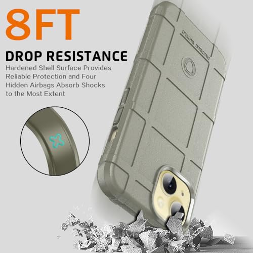 Rugged Shield 8ft Drop Proof TPU Thick Armor Tactical Protective Case Compatible with iPhone 15 (6.1 inches) - Light Clay - color: Light Clay, size: iPhone 15