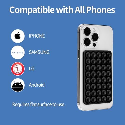 Silicone Suction Phone Case Adhesive Mount, Hands-Free Strong Grip Holder for Selfies, Silicon Adhesive Stand Sticky for Cell Phone (Black) - color: Black