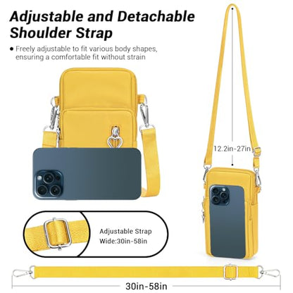 YINHEXI Small Crossbody Bags for Women Trendy, Mini Triple Compartment Cell Phone Crossbody Wallet Purses - color: Yellow-2