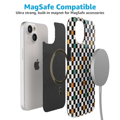 Casely iPhone 15 Plus Case | Old Skool | Retro Checkerboard | Compatible with MagSafe | Classic Ultra Slim Design - color: Old Skool | Retro Checkerboard