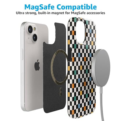 Casely iPhone 15 Plus Case | Old Skool | Retro Checkerboard | Compatible with MagSafe | Classic Ultra Slim Design - color: Old Skool | Retro Checkerboard
