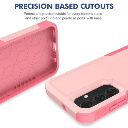 for Samsung Galaxy A25 5G Case: Dual Layer Protective Heavy Duty Cell Phone Cover Shockproof Rugged with HD Screen Protector - Military Protection Bumper Tough - Samsung Galaxy A25 5G 2024, Pink - color: Pink (PC) + Pink (TPU)