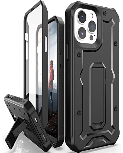 CaseBorne ArmadilloTek V Compatible with iPhone 13 Pro Max Case - [Up to 21 Feet Drop Proof] - Military Grade Heavy Duty with Built-in Screen Protector and Kickstand - Black - color: Black