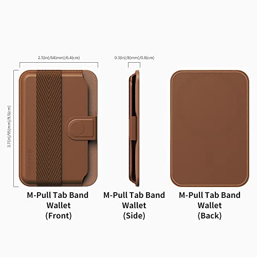 Sinjimoru Pull Tab Magnetic Wallet for MagSafe, Grip Band, Brown - color: Band Brown