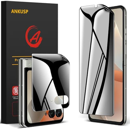 for Motorola Razr 2025/ Razr 2024 Privacy Screen Protector, Anti-Spy Inner Flexible Film and Full Adhesive Privacy Outer Screen Protector, No bubbles, No Creases, Case Friendly - size: for Motorola Razr 2025/ Razr 2024
