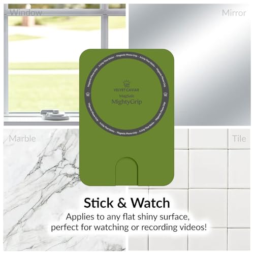 Velvet Caviar Suction Cup Phone Case Mount Compatible with MagSafe Devices Only - Magnetic Silicone Sticky Phone Grip Holder for iPhone Back of Phone - Mirror Gripper (Matcha Green) - color: Matcha Green