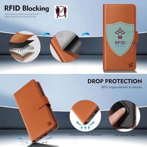 Shieldtop Compatible with Samsung Galaxy S23 Ultra 5G Wallet Case with Card Holder,Women Men RFID Blocking PU Leather Flip TPU Protective Cover Credit Card Slots,Phone Case for S23 Ultra,Light Brown - color: Light Brown, size: Galaxy S23 Ultra - 6.8"