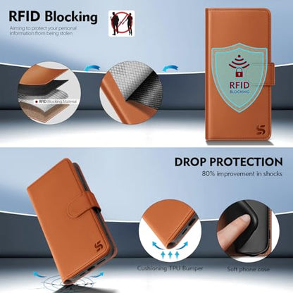 Shieldtop Compatible with Samsung Galaxy S23 Ultra 5G Wallet Case with Card Holder,Women Men RFID Blocking PU Leather Flip TPU Protective Cover Credit Card Slots,Phone Case for S23 Ultra,Light Brown - color: Light Brown, size: Galaxy S23 Ultra - 6.8"