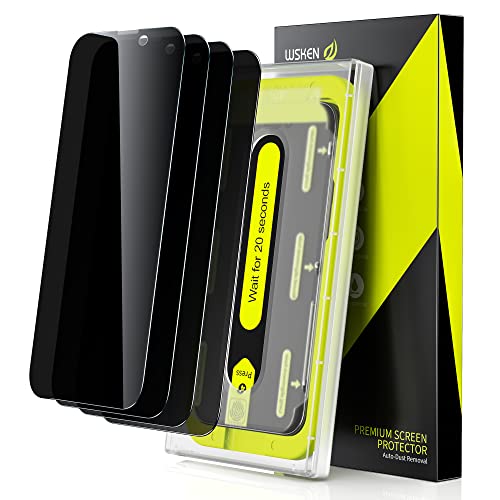 WSKEN 4 PACKS Privacy Screen Protector for iPhone 14 Pro Max 6.7 inch,[Auto-Dust Removal] Full Coverage Screen 2.5D Edge 28 Degree 10s HD Tempered Glass Film with Dust Clean Installing House 2022 5G,4 - color: 4 Pack Privacy