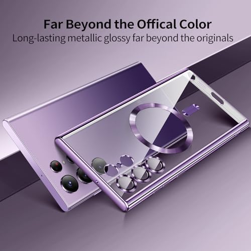 Hurgoer for Samsung Galaxy S23 Ultra Case（only）, Covers for s23u .Magnetic Glossy Slim Clear Luxury Soft Shockproof funda capa para for Galaxy S23 Ultra 6.8 inch .Compatible with MagSafe(Purple) - color: Purple