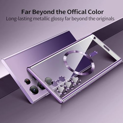 Hurgoer for Samsung Galaxy S23 Ultra Case（only）, Covers for s23u .Magnetic Glossy Slim Clear Luxury Soft Shockproof funda capa para for Galaxy S23 Ultra 6.8 inch .Compatible with MagSafe(Purple) - color: Purple