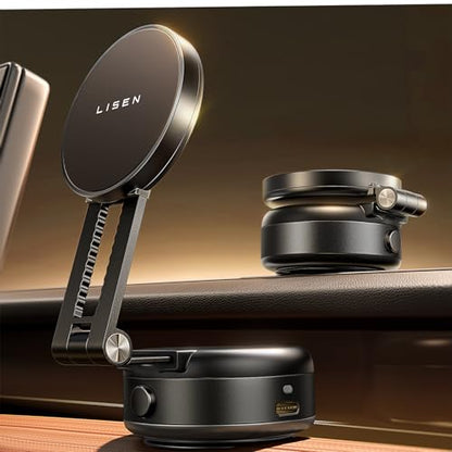 LISEN for iPhone 18 Pro Max Electric Suction Cup Phone Mount, Vacuum Electric Suction Cup Phone Mount, for MagSafe Magnetic Suction Mount for iPhone Duo 18 17 16/15/14/13/12 Pro Max, Black Kits - color: black