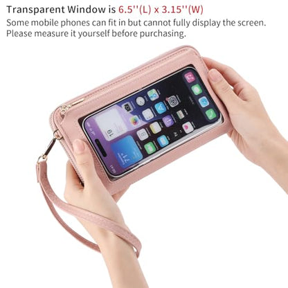GOIACII Phone Purse Crossbody Bags for Women Small Travel Wallet Touch Screen RFID Blocking - color: A02 Pink