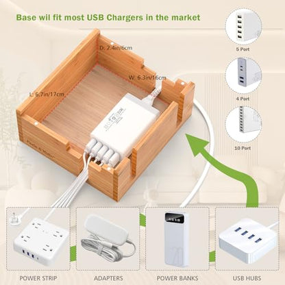 Pezin & Hulin Bamboo Charging Station with Watch Holder, Charger & Cables - color: #1 (With Charger)