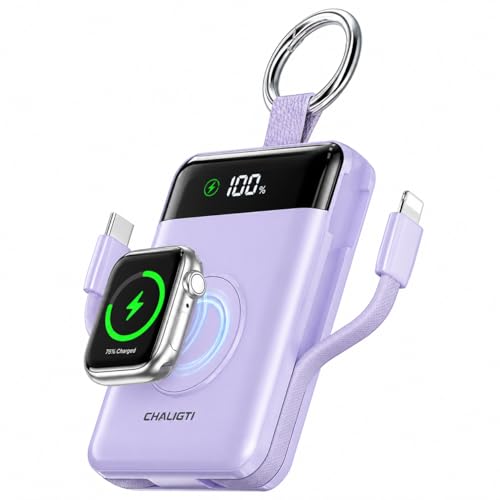 5000mAh Portable Charger w/Display,20W Power Bank&iWatch Charger - color: Purple, size: 5000mAh