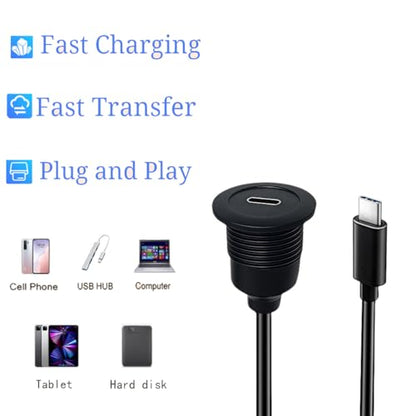 PENGLIN USB C 3.1 Flush Mount Extension Cable Male to Famale 30CM