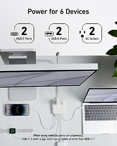 Anker Travel Power Strip, Anker Nano 67W Max 6-in-1 USB C Charger, 2 USB C - color: Shell White