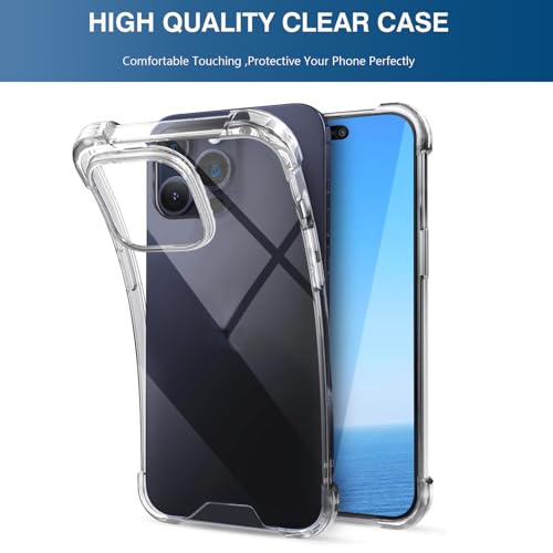 Clear case for iPhone 15 Pro, [Not Yellowing] [Military-Grade Drop Protection] Transparent Slim Phone Cases for iPhone 15 Pro with Shockproof Bumper (Clear, iPhone 15 Pro)