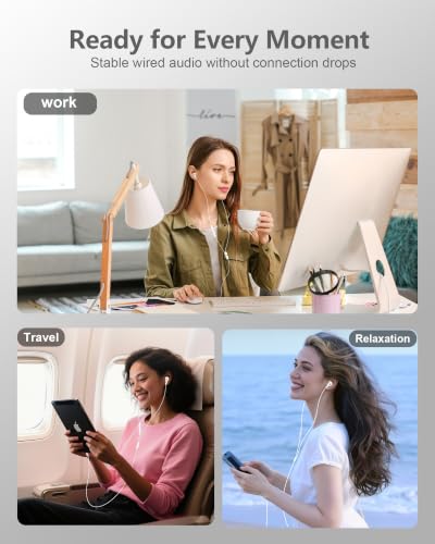 3.5mm Aux Jack Earbuds, Wired Over Ear Buds with Microphone, in-Ear Headphones for Apple iPhone ipad EarPods for Computer Laptop Gaming Devices, Stereo Bass Earphones for MP3 PC Air Pods Samsung - color: WHITE 3.5MM Earbuds