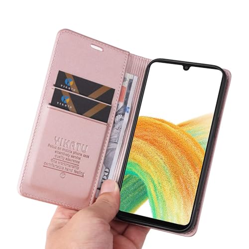Compatible with Samsung Galaxy A23 Wallet Case PU Leather Flip Folio Case with Card Holder Magnetic Closure Shockproof Protective Phone Cover Rose Gold - color: Rose Gold, size: Samsung A23