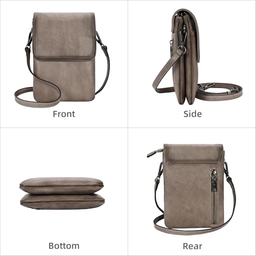 Iswee Rfid Blocking Small Crossbody Bag for Women Travel Classic Style | Genuine Leather,Adjustable Shoulder Strap,Fits 6.9" Phone,Anti-Theft Purse,Perfect for Daily Use and Weekend Travel - color: Grey