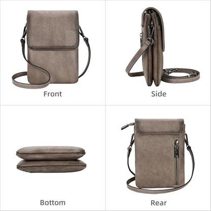 Iswee Rfid Blocking Small Crossbody Bag for Women Travel Classic Style | Genuine Leather,Adjustable Shoulder Strap,Fits 6.9" Phone,Anti-Theft Purse,Perfect for Daily Use and Weekend Travel - color: Grey