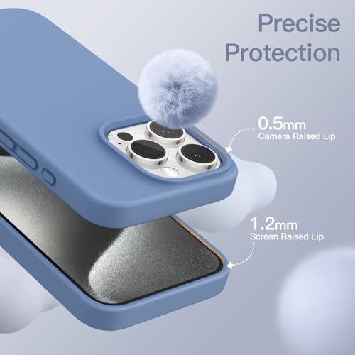 JETech Silicone Case for iPhone 15 Pro, Winter Blue | Silky Soft Touch, Shockproof Protection, Scratch Resistant, Microfiber Lining - color: Winter Blue, size: iPhone 15 Pro