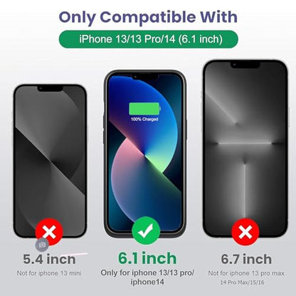 Battery Case for iPhone 13/13 Pro/14, [2025 Upgraded] 7500mAh Slim Portable Smart Charging Case Rechargeable Protective Extended Charging Cover for iPhone 13/13 Pro/14 Battery Pack (6.1 Inch), Black