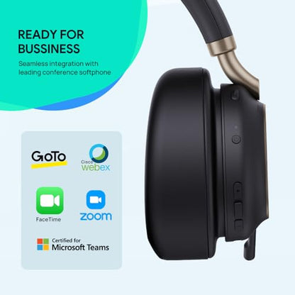 Yealink BH76 Plus Wireless Headset for Work, Bluetooth Headsets with Microphone Active Noise Cancelling (ANC), Retractable Hidden Mic Arm, Teams Certified Headset Compatible with PC Mac Mobile Phone - color: Black Teams, style: BH76 Plus USB-A