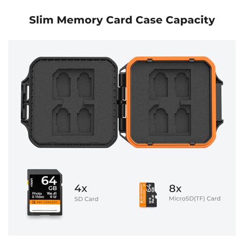 K&F CONCEPT 12 Slots Memory Card Case, Water-Resistant Card Holder - size: For 8 Micro SD(TF)+4 SD
