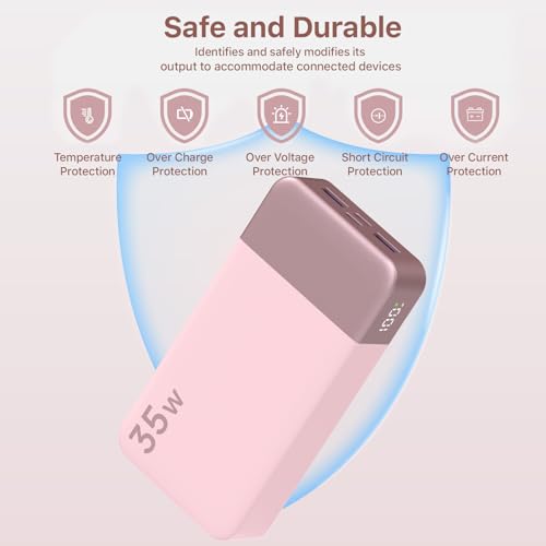 NOBIS Portable Charger 35W 20000mAh Power Bank Fast Charging - color: Pink