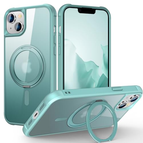 Designed for iPhone 15 Plus Case with 360° Rotatable Magnetic Ring Stand [Compatible Mag-Safe] [Military Grade Protection] Translucent Matte Phone Cases for Women Men 6.7'', Green - color: Green, size: Iphone 15 PLUS