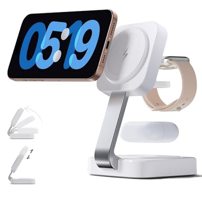 2026 Traveling Wireless Mag-Safe Fast Magnetic 3 in 1 Charging Station - color: White