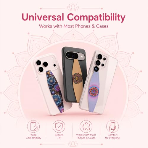 Switchbands Cell Phone Grip Strap – Reversible Soft Elastic Hand Holder for Back of Phone, Secure Anti-Drop Hand Strap, Arthritis Friendly, Slim Universal Boho Fit for All – Mystic Whispers