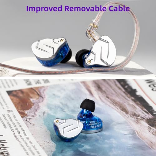 KZ ZSN Pro in Ear Monitor Headphones, 1BA 1DD Hybrid Driver Wired Gaming Earbuds, Deep Bass Sound Wired Ear Buds, HiFi IEM for Gaming Music Video Calling Singer Musician Drummer DJ (with mic, Gray) - color: Gray, style: with mic