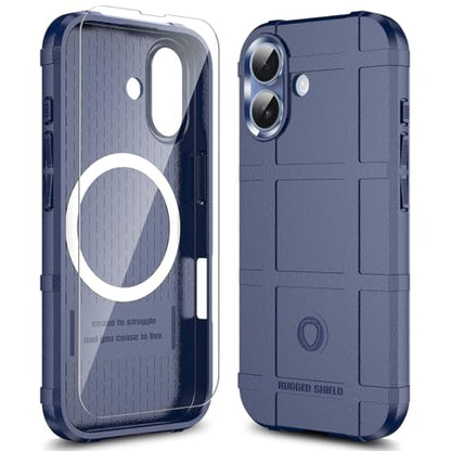 Rugged Shield Case for iPhone 17 (6.3") Compatible with MagSafe, 8ft Military Drop Proof, Wear Resistant Tactical Cover, Navy Blue - color: Navy Blue-M, size: iPhone 17