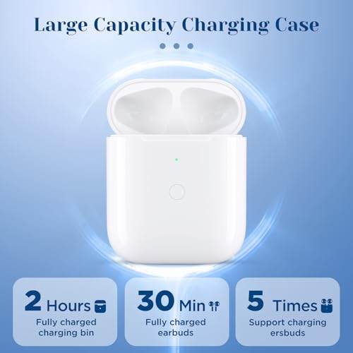 Compatible for AirPods 1st 2nd Gen Wireless Charging Case, Wireless Charging Case Replacement for Airpod 1 2 Charging Case with Bluetooth Pairing Sync Button - size: 2.11"(2 Case-C)