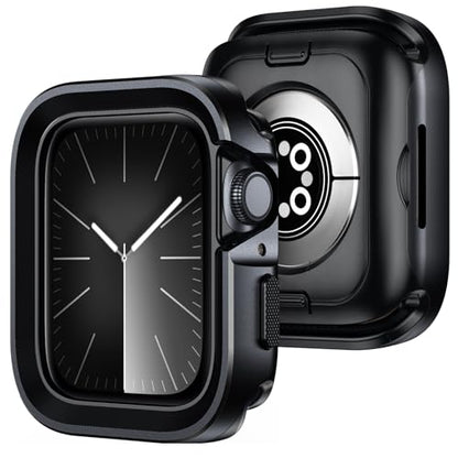 Amizee 2 in 1 Metal Rugged Case Compatible with Apple Watch SE 3/2/1 Series 6/5/4 44mm, Aluminum Shockproof Protective Bumper Cover for iWatch 44mm, Black - color: Black, size: 44mm